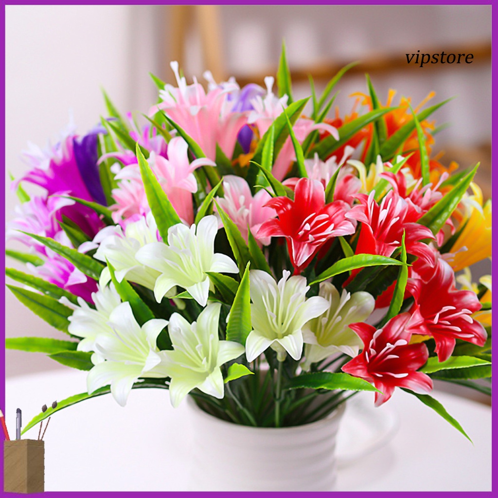 Chậu Hoa Lily Giả Bằng Nhựa Dùng Trang Trí Nhà Cửa / Làm Đạo Cụ Chụp Ảnh