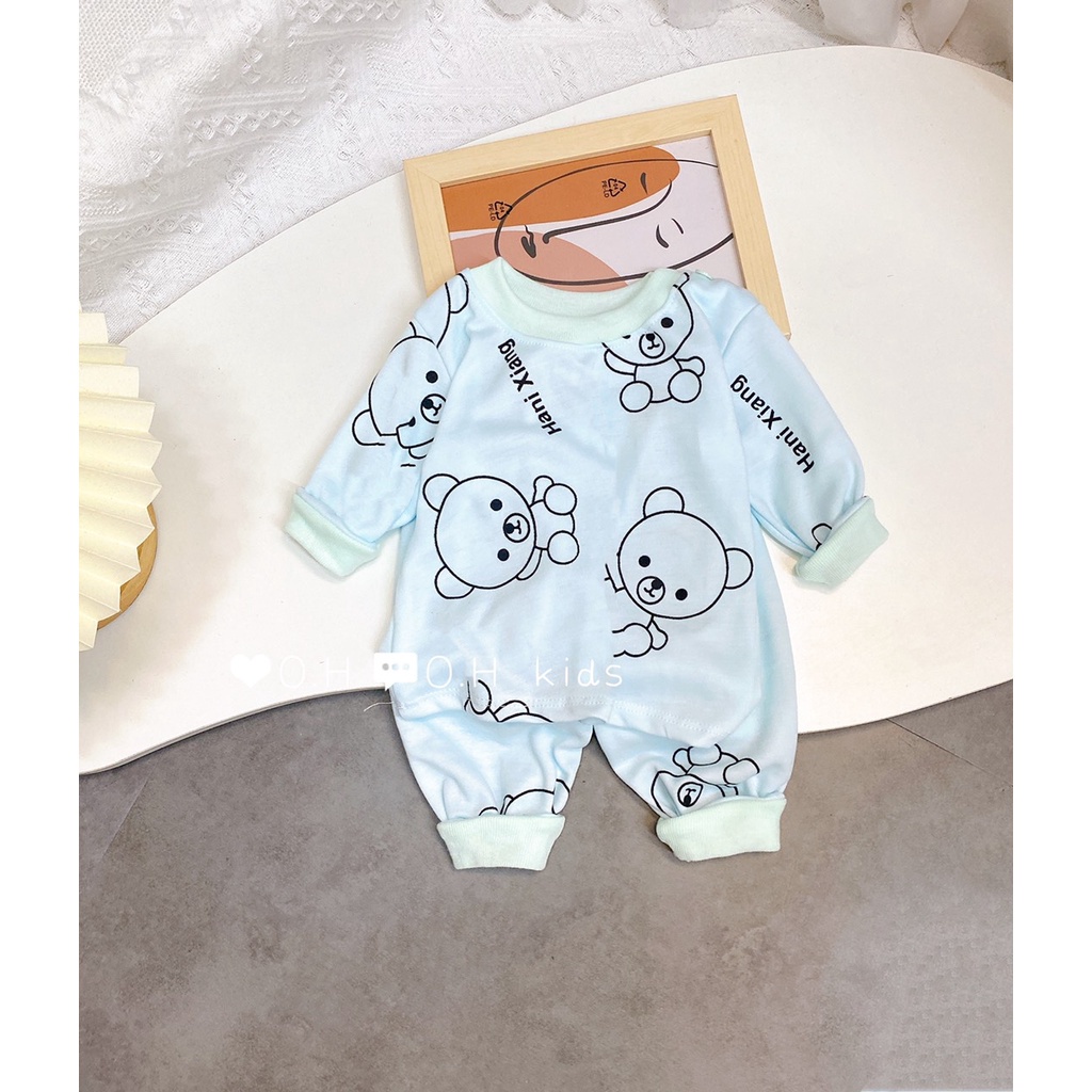 Đồ bộ dài tay cotton nỉ in hinh cho bé trai bé gái Hani Xiang (Qate03)