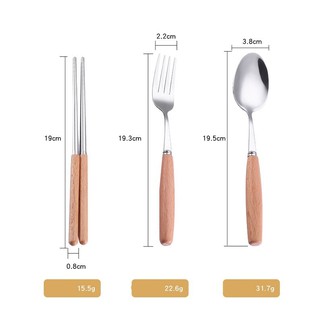 BỘ ĐŨA THÌA DĨA INOX CÁN GỖ