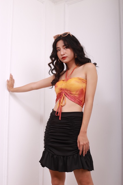ĐỒ ĐI BIỂN - SUNSHINE TOP - ÁO BUỘC CỔ CÓ DÂY RÚT Ở GIỮA - A0031