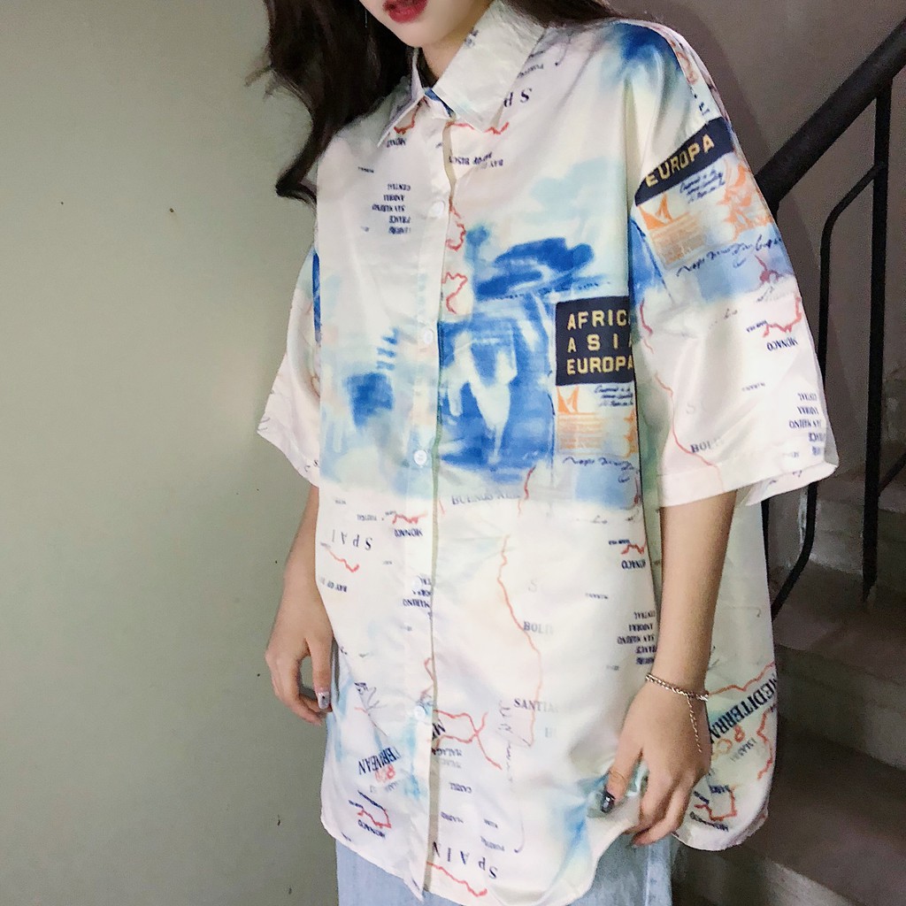 Áo Sơ Mi Polo Nữ Họa Tiết Graffiti Phong Cách Hàn Quốc | BigBuy360 - bigbuy360.vn