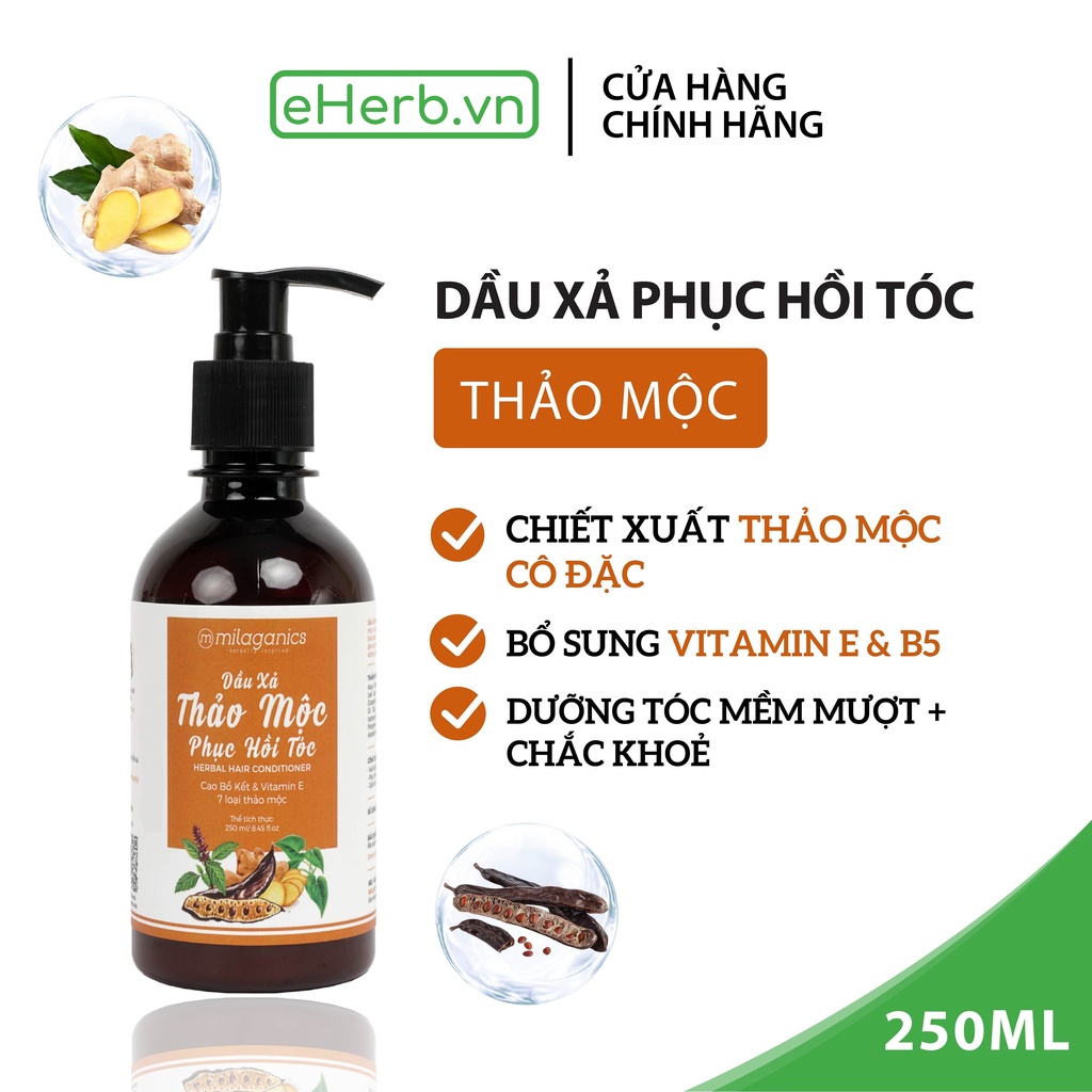 Dầu xả tóc thảo dược 7 loại thiên nhiên thư giãn, dưỡng đen, ngừa rụng MILAGANICS 250ml (chai)