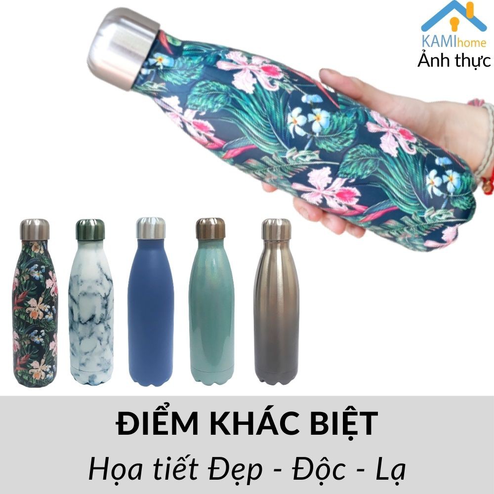 Bình giữ nhiệt inox giữ nóng lạnh hình Chai nước cá tính 500ml bình cốc inox cao cấp mã 22032