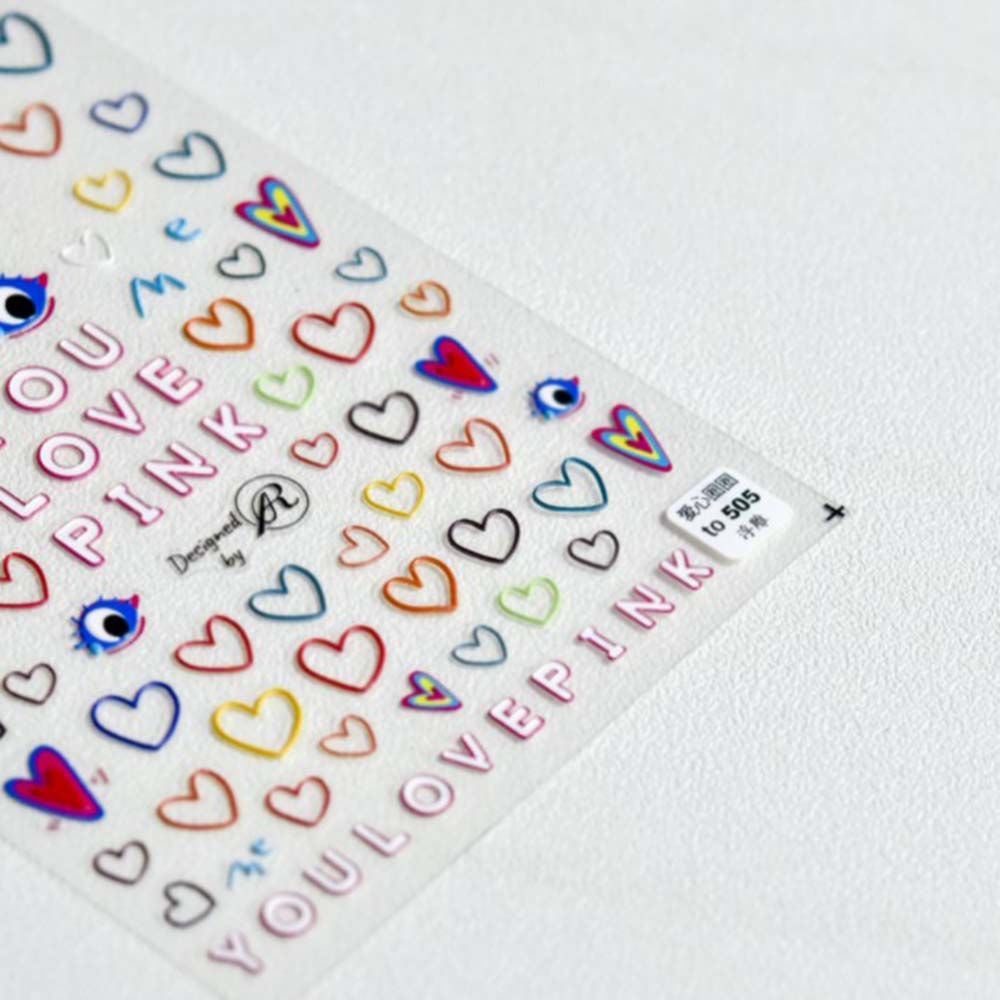 [Hàng mới về] Sticker dán móng tay hình trái tim / mặt cười 5D dễ thương