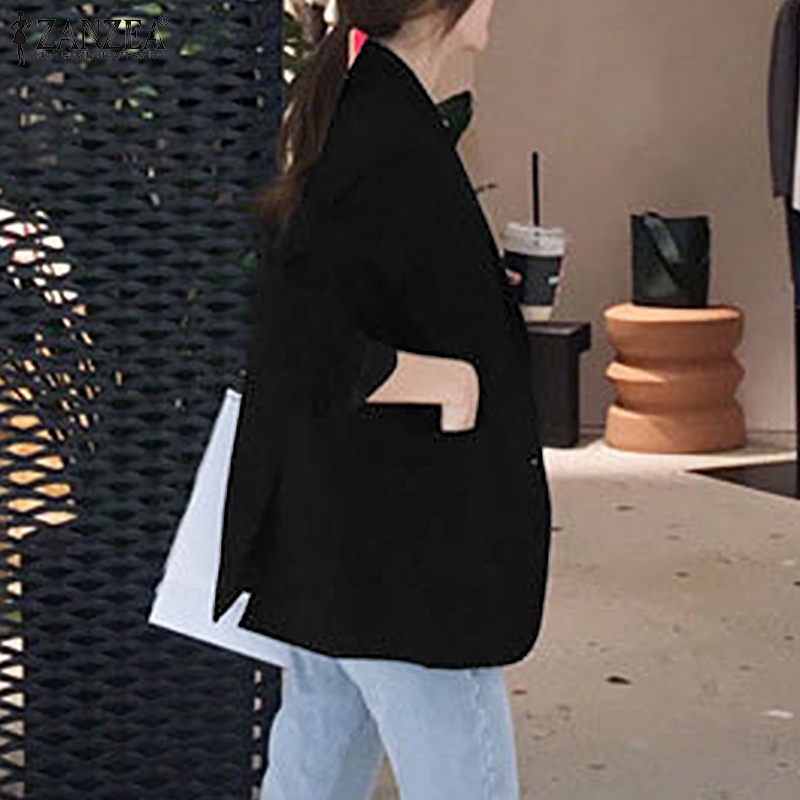 Áo Blazer Nữ ZANZEA Màu Trơn Tay Dài Cổ Bẻ Nút Dọc Thời Trang Dạo Phố Phong Cách Hàn Quốc