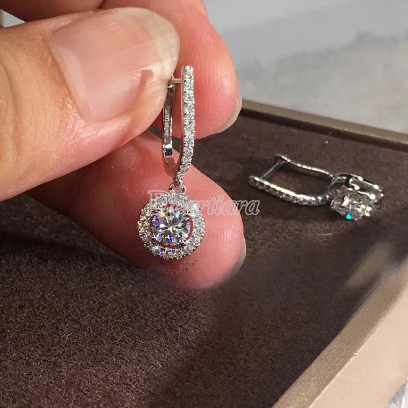 Bộ Khuyên Tai Đính Đá Zircon Sang Trọng Cho Cô Dâu