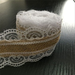 Dây Ruy Băng Vải Bố Phối Ren Dài 2M Trang Trí Tiệc Cưới