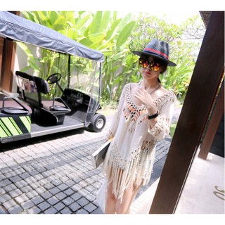 CÓ SẴN kimono áo lưới nữ tua rua