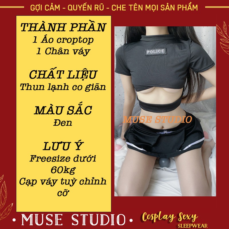 Đồ Ngủ Cosplay ✨𝑯𝑨̀𝑵𝑮 𝑪𝑨𝑶 𝑪𝑨̂́𝑷✨ Vảy Ngủ Cosplay Cảnh Sát Sexy, Cosplay Police Gợi Cảm, Hàng Cao Cấp