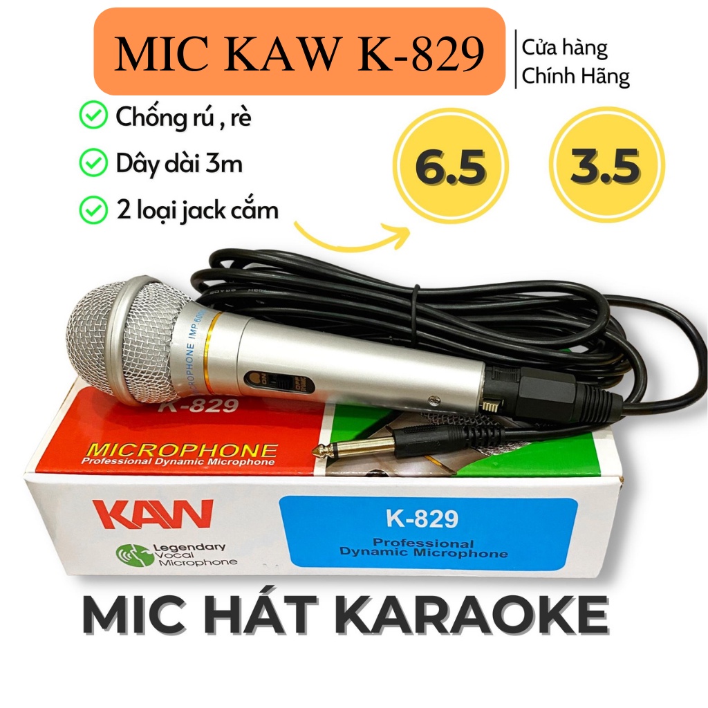 MIC hát karaoke, Micro karaoke ko dây âm thanh trong trẻo sống động, có màng lọc tạp âm, dây dài 3m - BH 12 THÁNG
