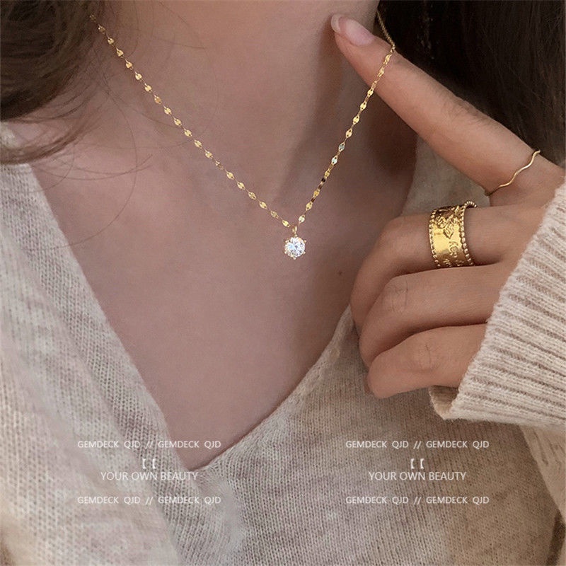 Vòng cổ mặt đính đá phong cách Hàn Quốc đơn giản mới cho nữ