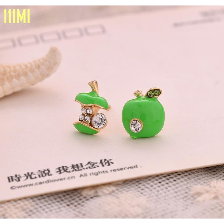 😍💍E192 là hướng dẫn😍💍 Đôi bông tai đính kim cương giả😍💍Bông tai hình táo độc đáo