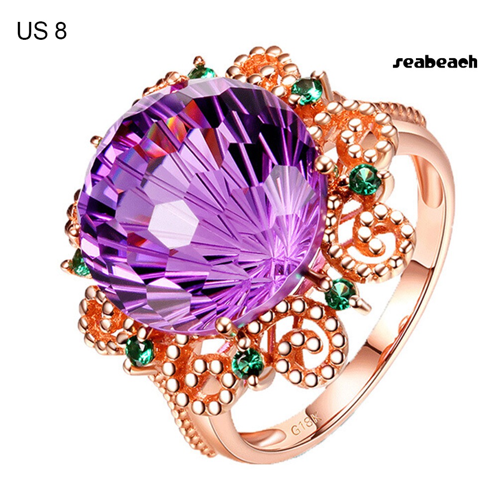 ps/Fashion Women Faux Amethyst Finger Ring Wedding Engagement Banquet Jewelry Gift