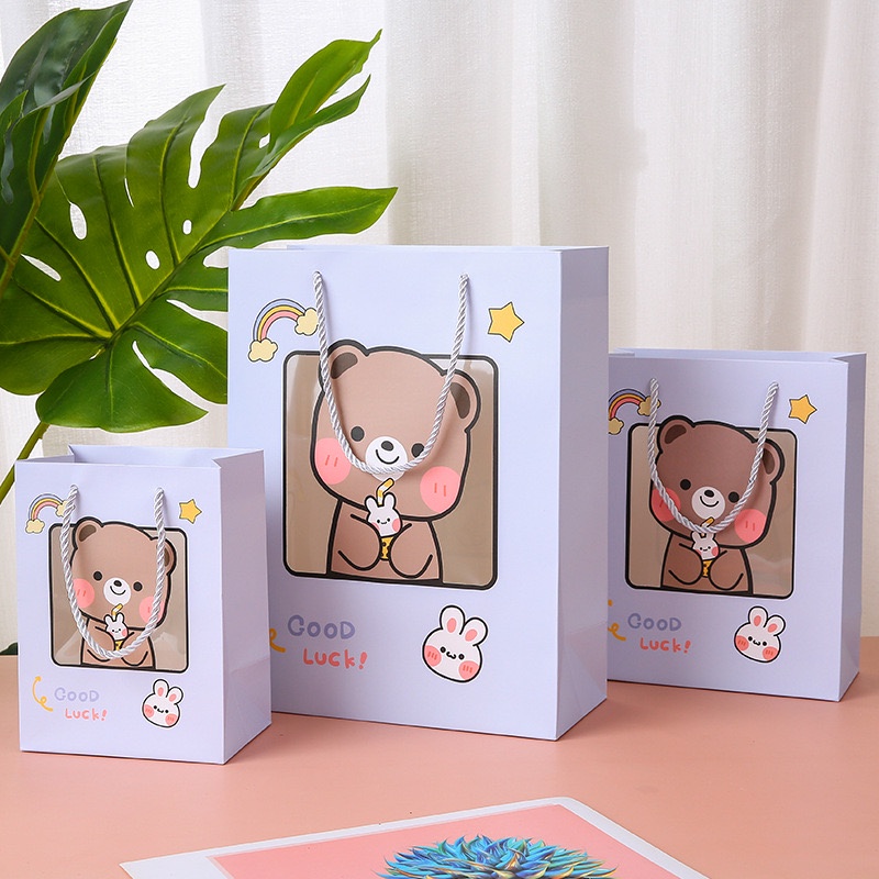 Túi đựng quà bằng bìa cứng hình gấu, thỏ cute