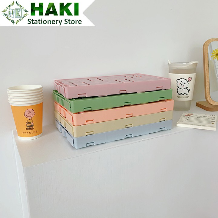 Kệ đựng đồ bằng nhựa HAKI có thể gấp gọn nhiều màu tiện lợi KN01