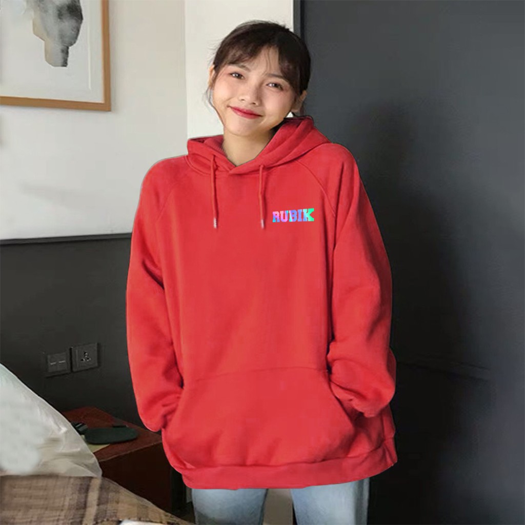 Aó khoác nỉ Hoodie phản quang Rubik, Áo khoác nỉ nam nữ họa tiết hình cá tính - PQ09KN