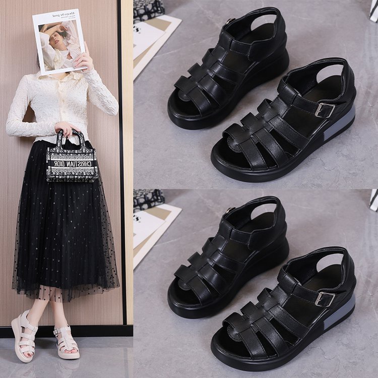 Giày đế bánh mì đế xuồng giày Chuộng TĂNG CHIỀU CAO QUAI CHIẾN BINH, xăng đan xuồng thời trang sành điệu 7cm