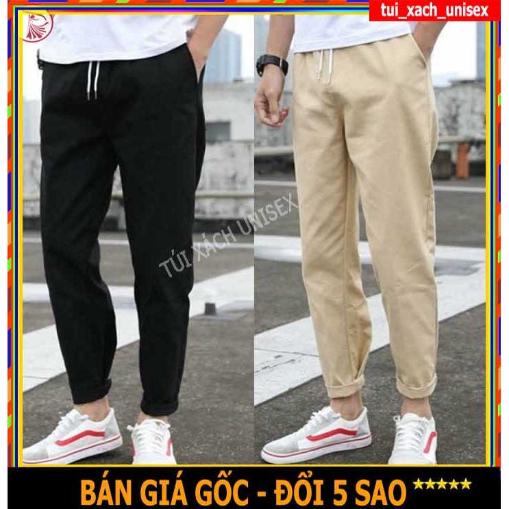 ❤️ GIÁ BÌNH DÂN ❤️ Quần Baggy Nam Nữ KAKI Ống Suông Basic Unisex - Kiểu quần dài ống rộng thun đen và be