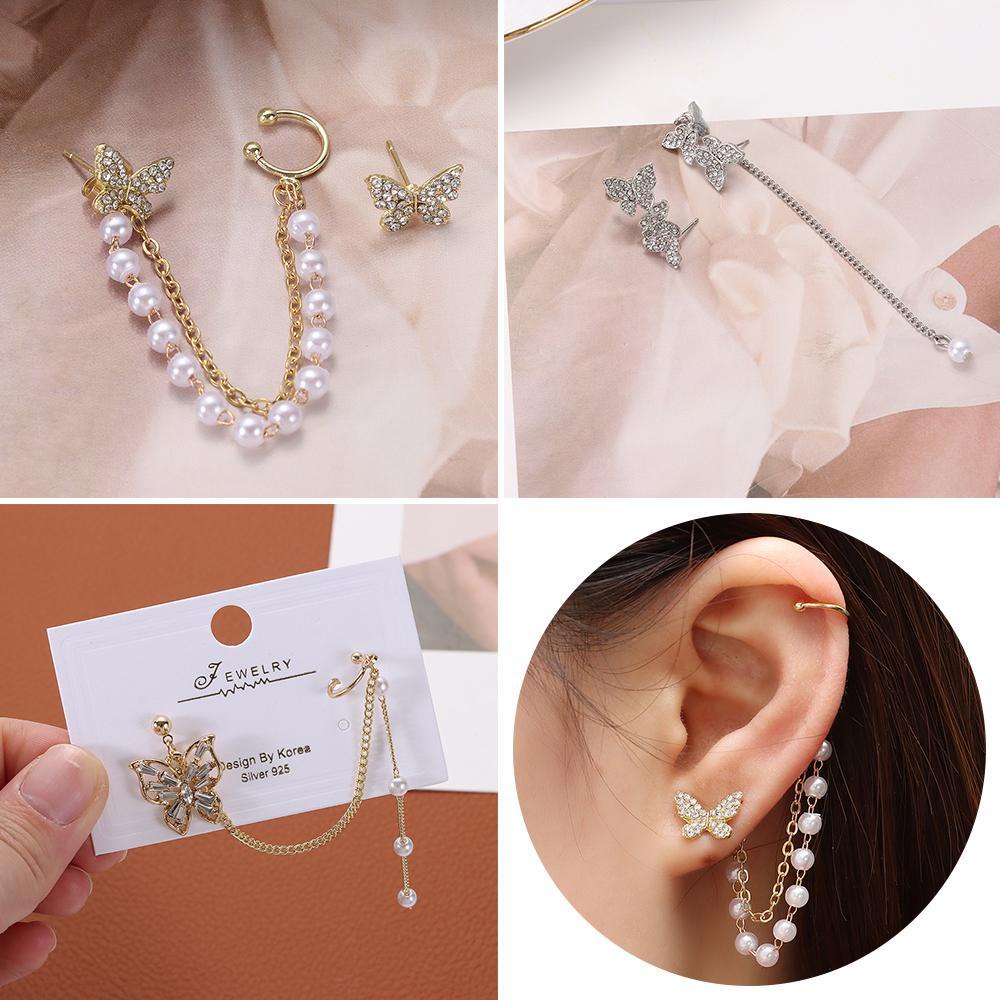 Khuyên Tai Dạng Kẹp Hình Bướm Lủng Lẳng