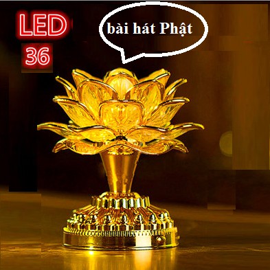 Đèn bàn thờ LED Hoa sen cao cấp(36 Bài hát Phật) xài pin / điện_video