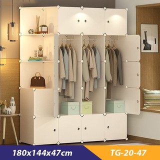 Tủ nhựa ghép đựng quần áo đa năng 20 ô màu trắng 3 xéo