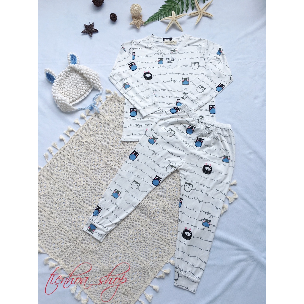 [Bé 20-32kg] Bộ dài tay thun lạnh in hình Minky Mom mềm mịn mát cho bé trai bé gái từ 20-33kg - HÀNG LOẠI 1