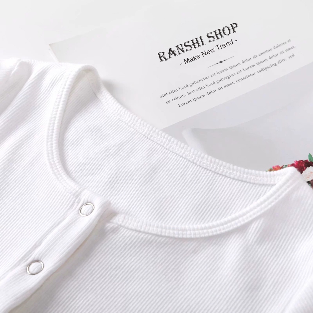 Áo Croptop Tay Ngắn Cúc Bấm Sang Trọng RA022 Năng Động Trẻ Trung Dễ Phối Đồ Hàng Loại 1 RANSHI SHOP