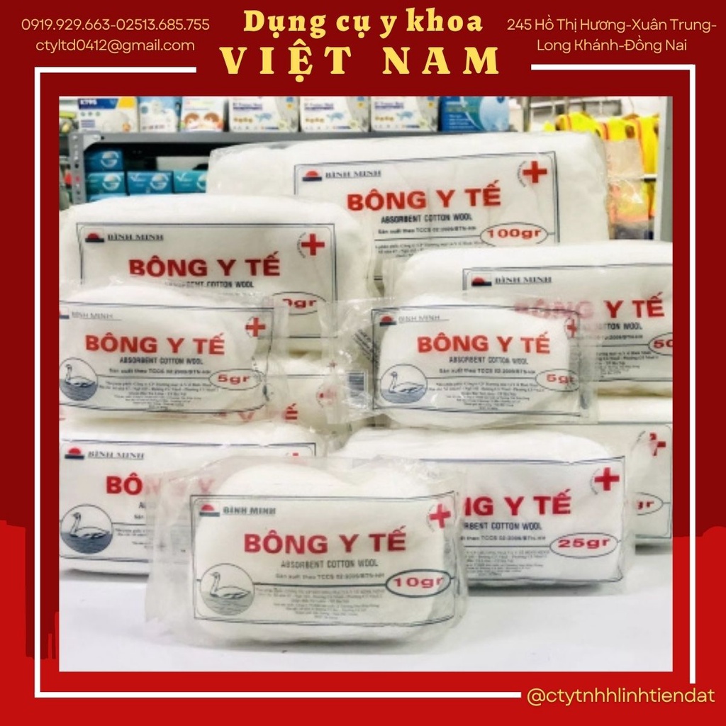 Bông gòn y tế Bình Minh (CÓ ĐỦ CÁC LOAI VA CAC SIZE) Dùng Trong Y Tế, Thẩm Mỹ