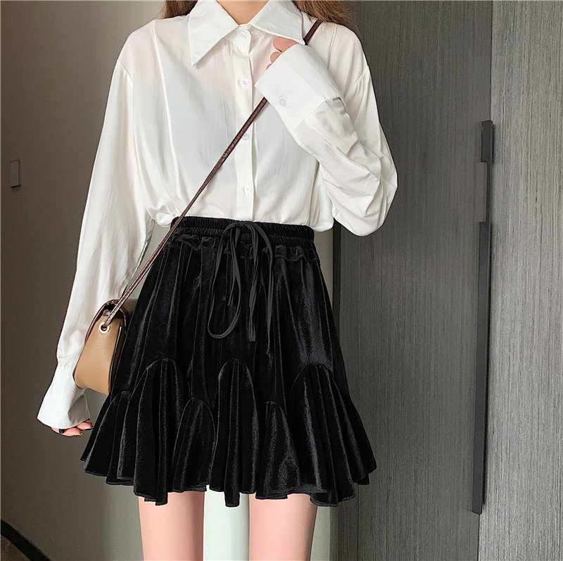 Chân Váy Nhung Xiaozhainv Dáng Chữ A Xếp Ly Phong Cách Hàn Quốc Ngọt Ngào | BigBuy360 - bigbuy360.vn