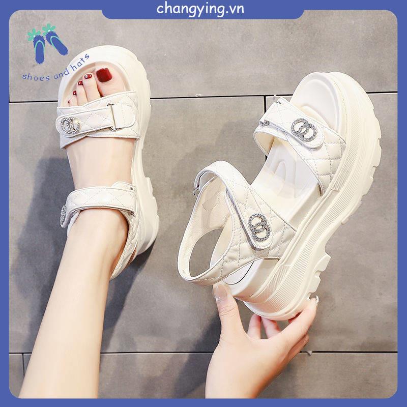 Dép xăng đan Giày Đế Xuồng Dày Nâng Chiều Cao Phong Cách Mùa Hè Mới Dễ Phối Đồ