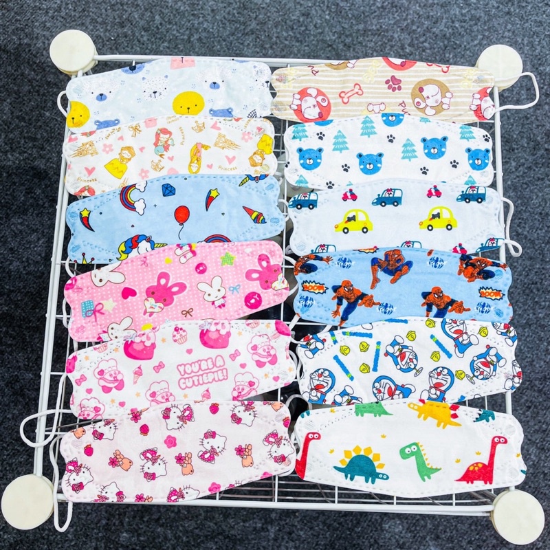 Khẩu trang trẻ em KF94 cho bé 4d mask in hình kháng khuẩn 4 lớp đẹp dễ thương 10 cái 0-3 Tuổi