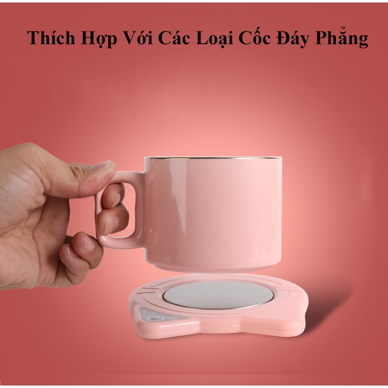 Đế Hâm Nóng Giữ Ấm Đồ Uống Hình Tai Mèo, Hâm Nóng Cà Phê, Trà, Sữa cho Bé, Làm Nóng Đồ Uống Nhanh Chóng Tiện Lợi
