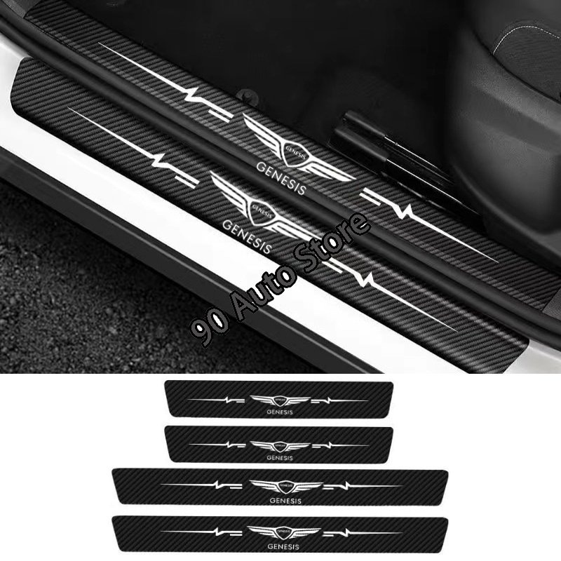 Set 4 Miếng Dán Bảo Vệ Cửa Bằng Sợi Carbon Cao Cấp Cho Hyundai GENESIS G80 G70 G90 Sonata