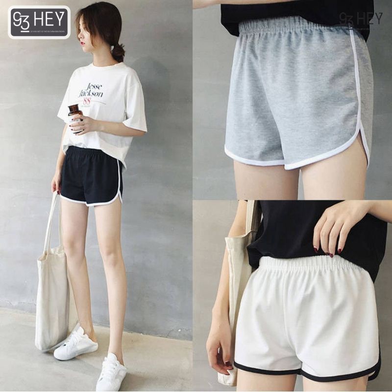 Quần Short Nữ Viền Trắng Cạp Chun Chất Thun Basic Co Giãn Siêu Dễ Chịu 93HEY QS04 | BigBuy360 - bigbuy360.vn