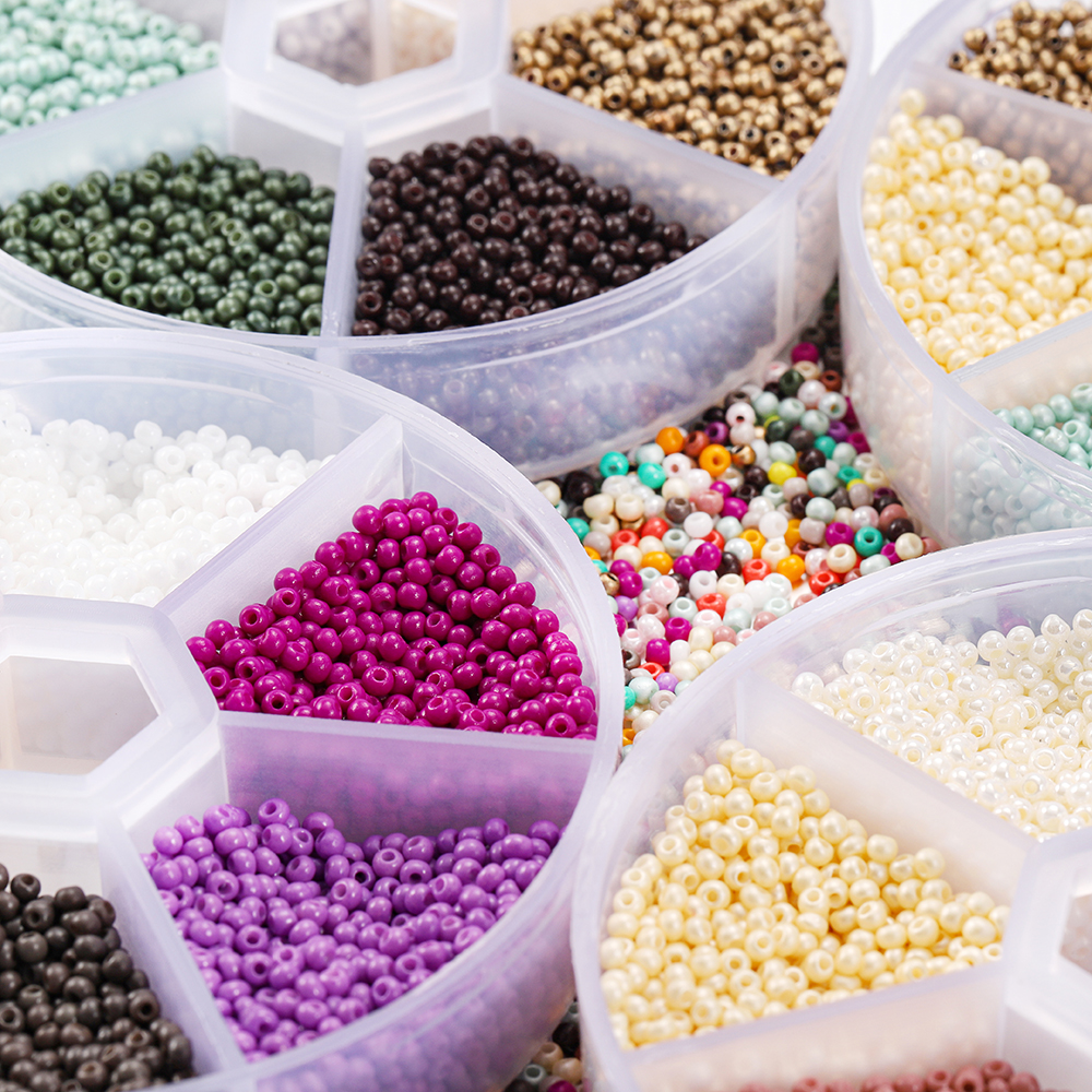 Hộp 4800 hạt thủy tinh ST.KUNKKA 2mm dùng làm trang sức tùy chọn màu sắc