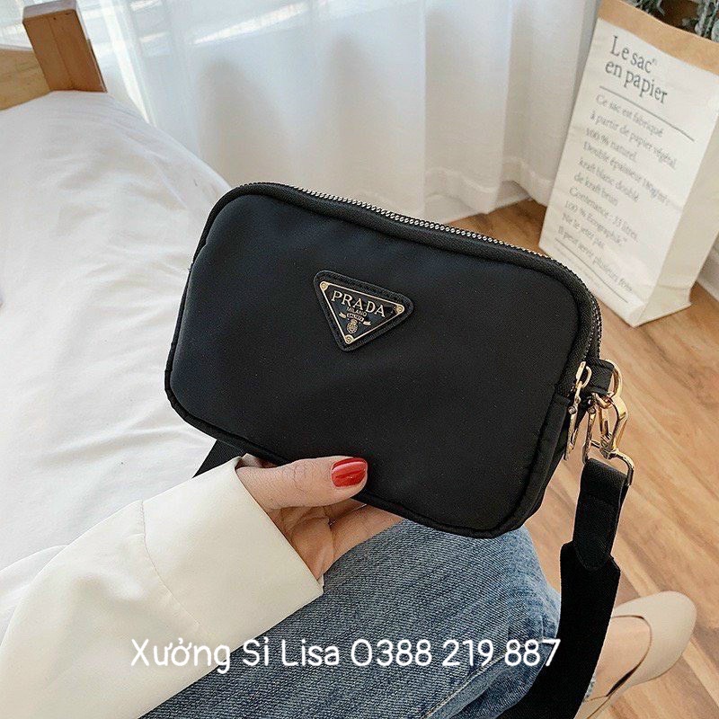 Túi Đeo Chéo Nữ Đẹp 3 Ngăn Vải Dù Pra Tiện Dụng - MS332