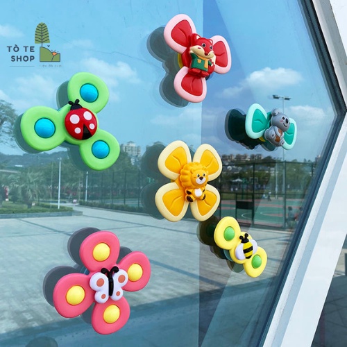 Set 3 con quay Spinner cho bé, Spinner con quay gắn tường,đồ chơi chong chóng dính tường,Spinner hình con vật dễ thương