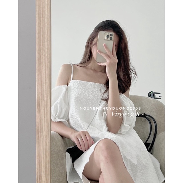 [NEW]ÁO VÁY XỐP GẤM TRỄ VAI TAY BỒNG “LAURA” TIỂU THƯ