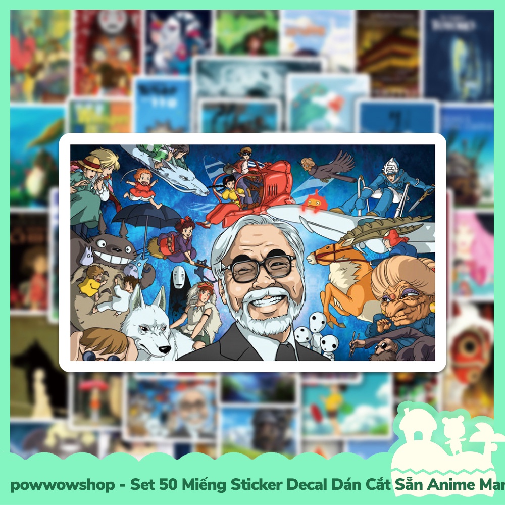 [Sẵn VN - Hỏa Tốc] Set 50 Miếng Sticker Decal Cắt Sẵn DIY Dán Trang Trí Vật Dụng Mẫu Anime Manga Famous Poster Film