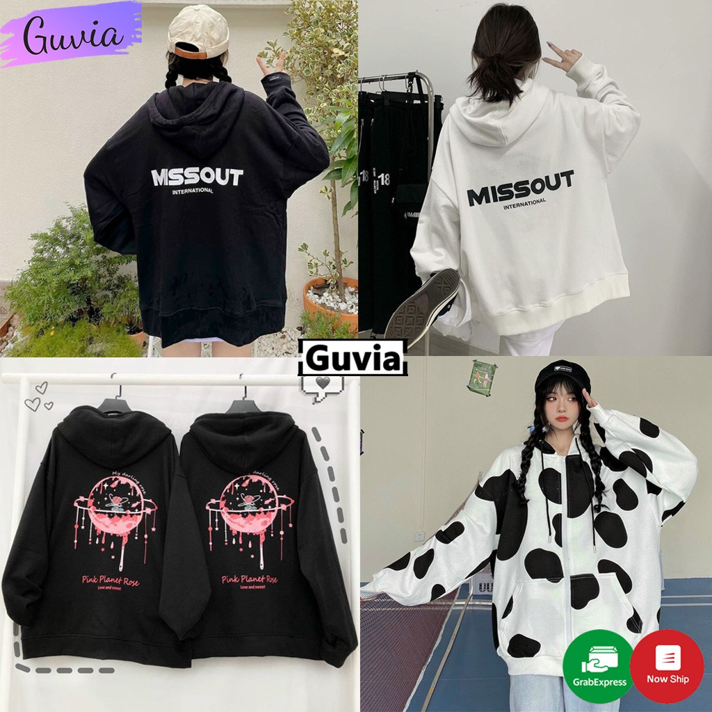 Áo khoác nỉ ❤️ Áo Hoodie Dây Kéo Nhiều Mẫu HOT form rộng Unisex nam nữ trần bông 2 lớp trẻ trung Guvia