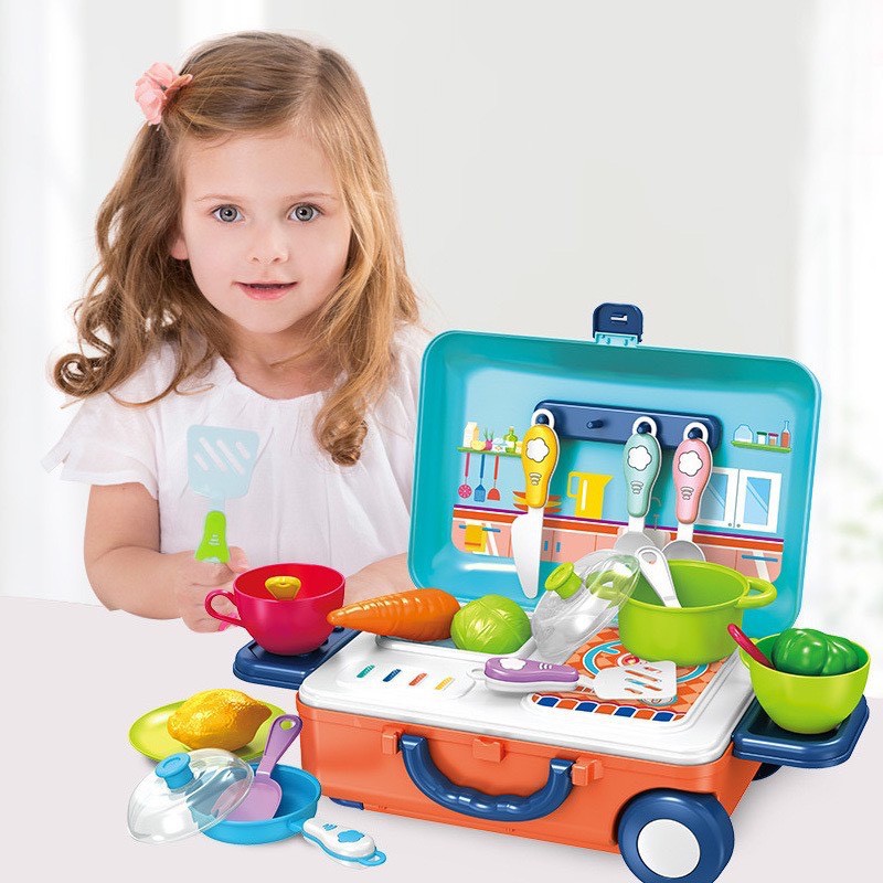 Bộ đồ chơi vali kéo kèm dụng cụ nấu ăn, trang điểm, bác sĩ, sửa chữa tiện lợi cho bé