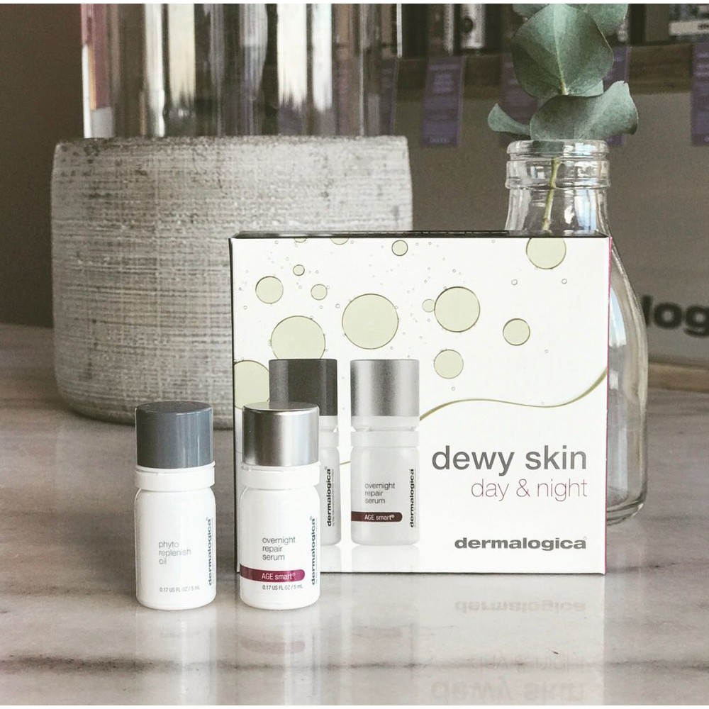 Bộ Đôi Dermalogica Tinh Chất Dầu Dưỡng - Phyto Replenish Oil - Overnight Repair Serum - Set Kit Dewy Skin