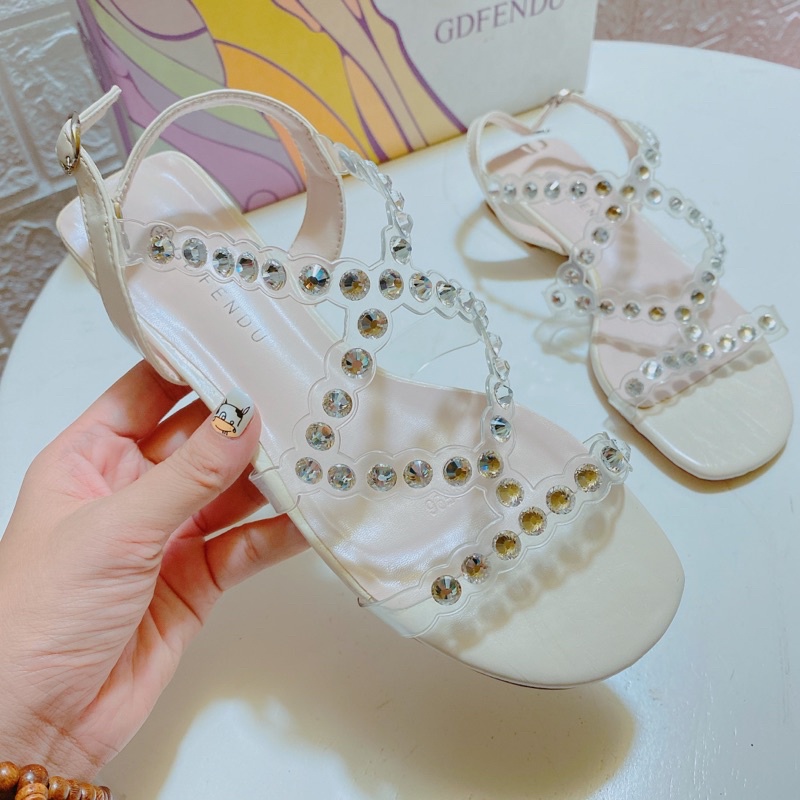 Sandal nữ gót thấp đính đá sang chảnh đẹp hịn mịn xịn xò Ms:9959