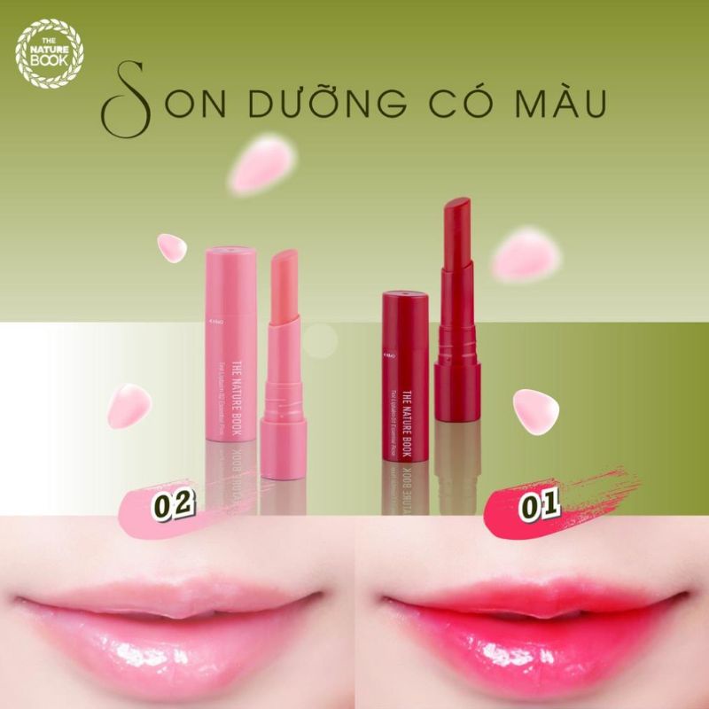 Son dưỡng có màu, Son dưỡng môi the nature book, Son dưỡng giúp môi căng mọng giữ ẩm làm hồng môi chính hãng Hàn Quốc