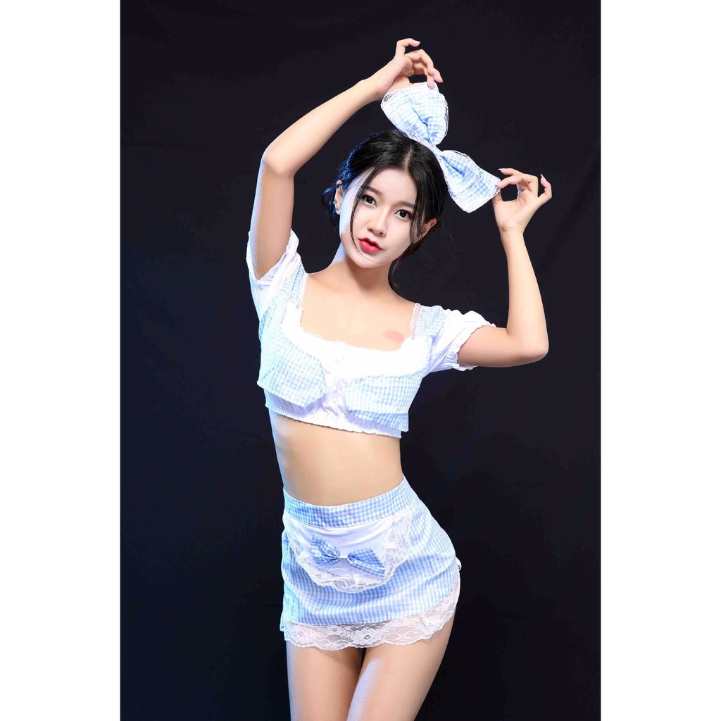 [Sỉ-Rẻ] Bộ đồ ngủ cosplay sexy nội trợ đáng yêu kèm băng đô cài đầu và quần chip [Lẻ-Sỉ]