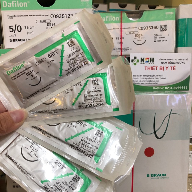 ❤Chỉ phẫu thuật không tiêu không tan thẩm mỹ DAFILON,chỉ phẫu thuật nylon nhấn mí Dafilon 3/0,4/0,5/0 6/0 Braun B.Braun
