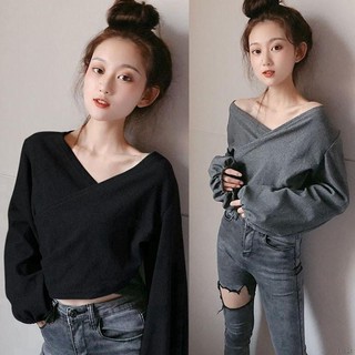 Áo thun cổ v tay dài thời trang cho nữ