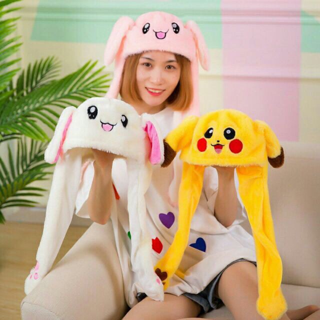 [BÁN SỈ] Mũ Tai Thỏ Giật - Nón Vũ Đạo Kpop Bóp Vẫy Tai - Cosplay Siêu Cute