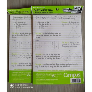 Giấy kiểm tra dòng kẻ ngang có chấm Campus(25 tờ đôi)