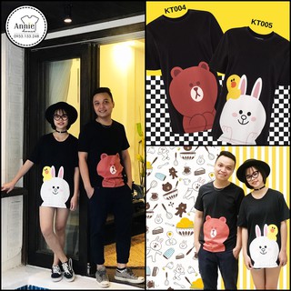 Áo thun Katun hình gấu và thỏ màu đen KT004, KT005 | Shopee Việt Nam